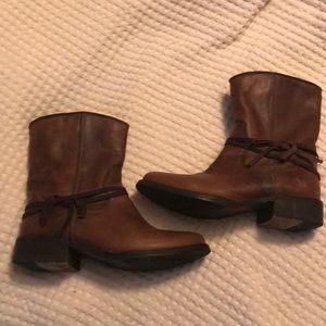 Brown leather boots